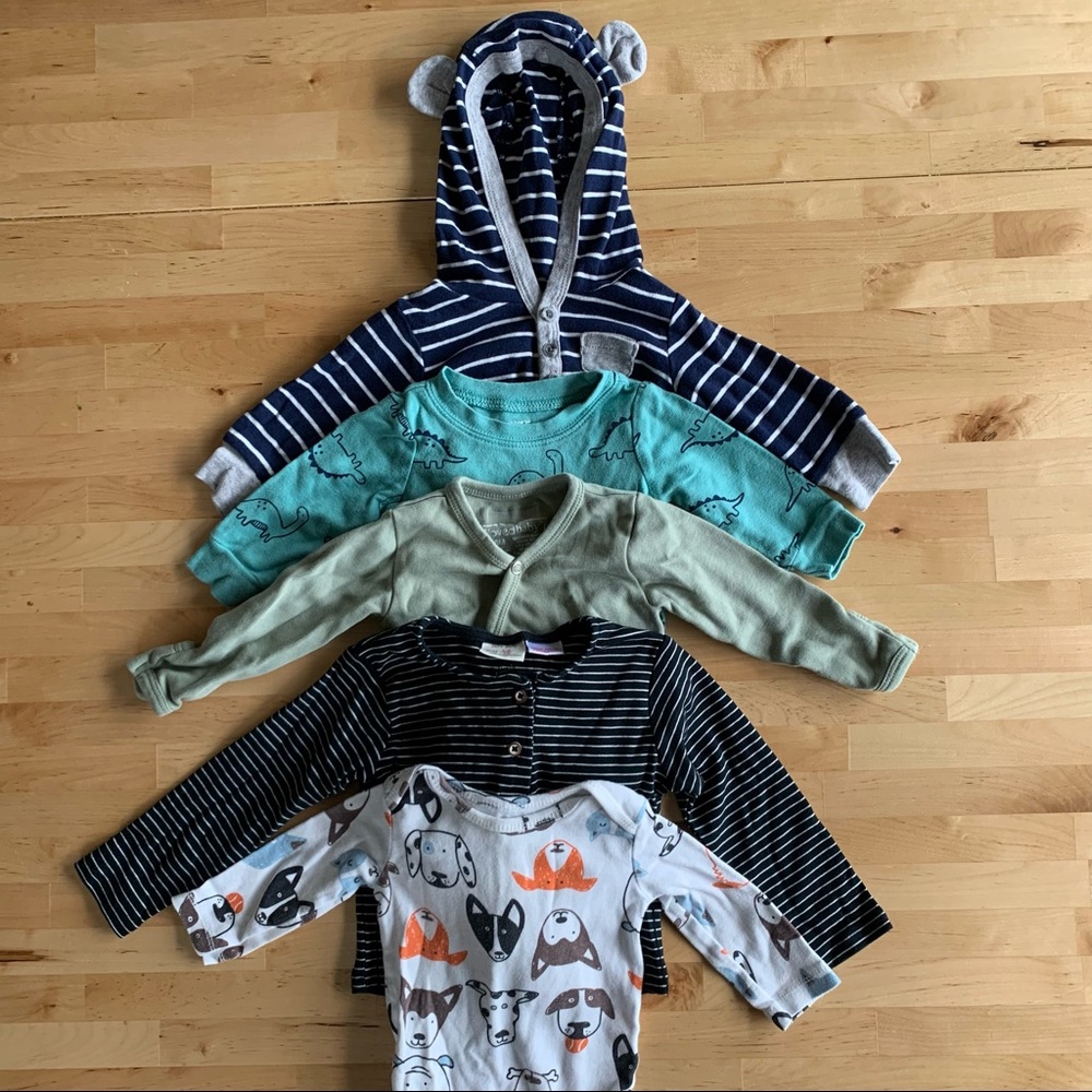 Baby Long Sleeves and Bodysuits 5 piece Bundle- 3 Month Size
